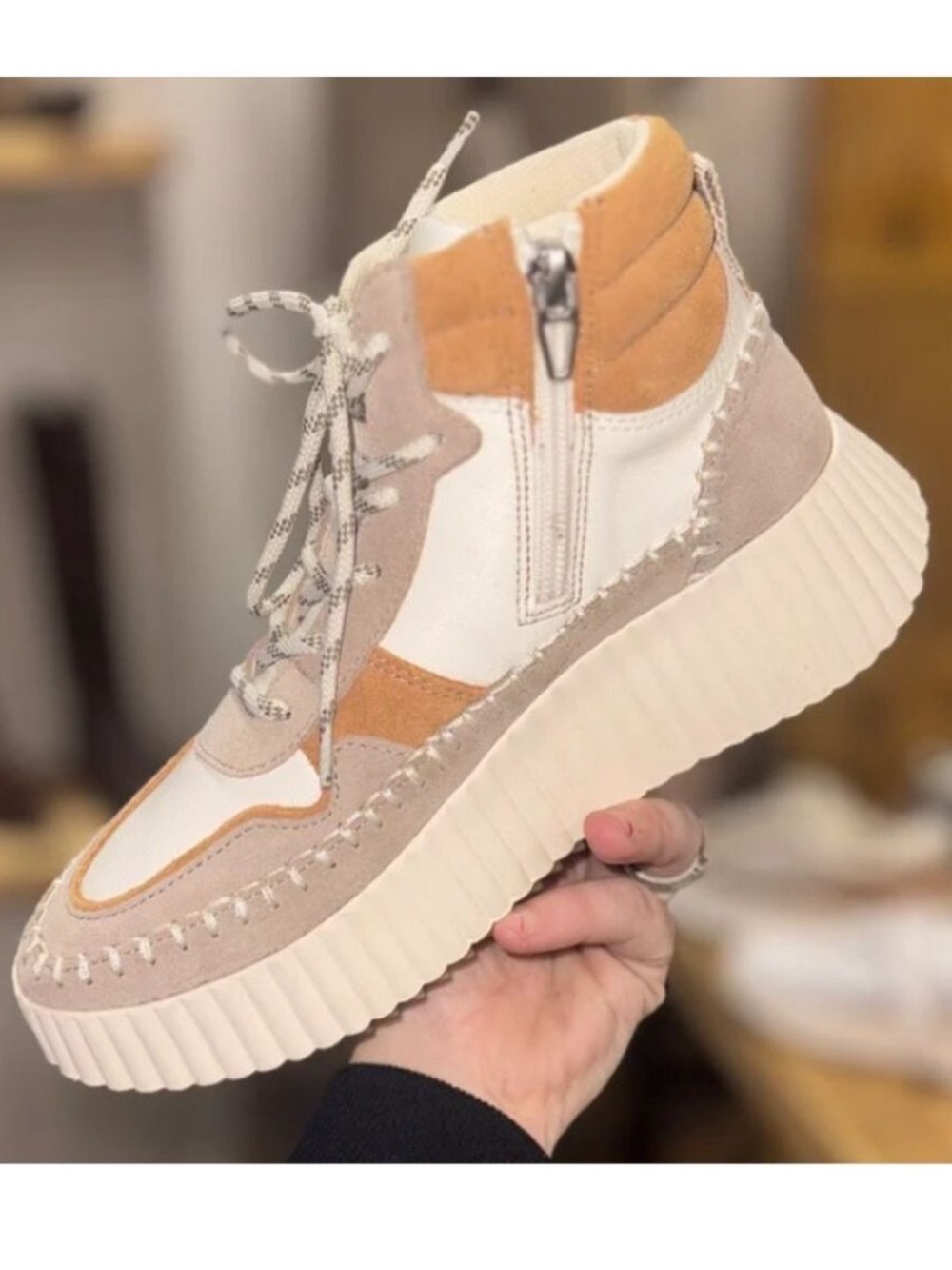 NWOB $165 Dolce Vita Daley Sneaker Taupe Multi Suede/Leather – Size 10